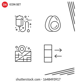 Collection of 4 Vector Icons in Line style. Pixle Perfect Outline Symbols for Web and Mobile. Line Icon Signs on White Background. 4 Icons.