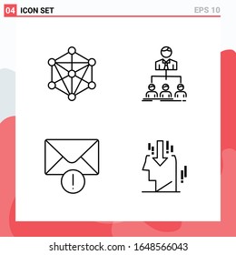 Collection of 4 Vector Icons in Line style. Modern Outline Symbols for Web and Mobile. Line Icon Sign Isolated on White Background. 4 Icons.