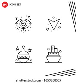 Colección de 4 iconos vectoriales en estilo de línea. Símbolos de esquema perfecto para Web y Mobile. Señales de icono de línea en fondo blanco. 4 Iconos.