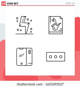 Collection of 4 Vector Icons in Line style. Modern Outline Symbols for Web and Mobile. Line Icon Sign Isolated on White Background. 4 Icons.