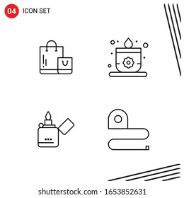 Collection of 4 Vector Icons in Line style. Pixle Perfect Outline Symbols for Web and Mobile. Line Icon Signs on White Background. 4 Icons.
