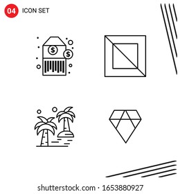 Colección de 4 iconos vectoriales en estilo de línea. Símbolos de esquema perfecto para Web y Mobile. Señales de icono de línea en fondo blanco. 4 Iconos.