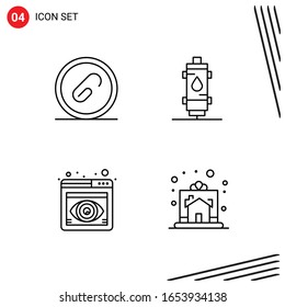 Collection of 4 Vector Icons in Line style. Pixle Perfect Outline Symbols for Web and Mobile. Line Icon Signs on White Background. 4 Icons.