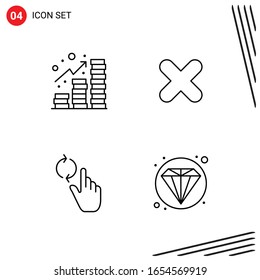 Collection of 4 Vector Icons in Line style. Pixle Perfect Outline Symbols for Web and Mobile. Line Icon Signs on White Background. 4 Icons.
