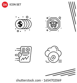 Collection of 4 Vector Icons in Line style. Pixle Perfect Outline Symbols for Web and Mobile. Line Icon Signs on White Background. 4 Icons.