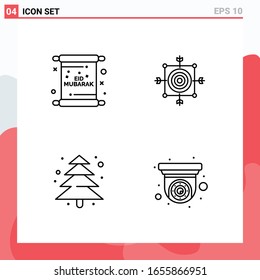 Collection of 4 Vector Icons in Line style. Modern Outline Symbols for Web and Mobile. Line Icon Sign Isolated on White Background. 4 Icons.