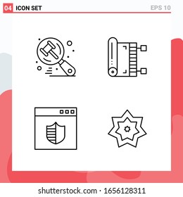 Colección de 4 iconos vectoriales en estilo de línea. Símbolos de esquema modernos para web y móvil. Signo de icono de línea aislado en fondo blanco. 4 Iconos.