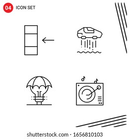 Colección de 4 iconos vectoriales en estilo de línea. Símbolos de esquema perfecto para Web y Mobile. Señales de icono de línea en fondo blanco. 4 Iconos.