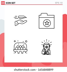 Collection of 4 Vector Icons in Line style. Modern Outline Symbols for Web and Mobile. Line Icon Sign Isolated on White Background. 4 Icons.