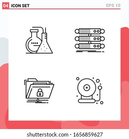 Kollektion von 4 Vektorsymbol im Line-Stil. Moderne Symbole für Web und Mobile. Zeilensymbol einzeln auf weißem Hintergrund. 4 Symbole.