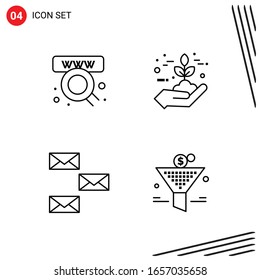 Kollektion von 4 Vektorsymbol im Line-Stil. Pixle Perfect Outline Symbole für Web und Mobile. Liniensymbole auf weißem Hintergrund. 4 Symbole.