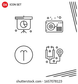 Collection of 4 Vector Icons in Line style. Pixle Perfect Outline Symbols for Web and Mobile. Line Icon Signs on White Background. 4 Icons.