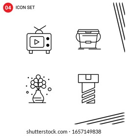 Colección de 4 iconos vectoriales en estilo de línea. Símbolos de esquema perfecto para Web y Mobile. Señales de icono de línea en fondo blanco. 4 Iconos.