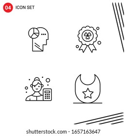 Collection of 4 Vector Icons in Line style. Pixle Perfect Outline Symbols for Web and Mobile. Line Icon Signs on White Background. 4 Icons.