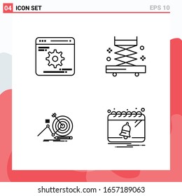 Colección de 4 iconos vectoriales en estilo de línea. Símbolos de esquema modernos para web y móvil. Signo de icono de línea aislado en fondo blanco. 4 Iconos.
