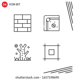 Collection of 4 Vector Icons in Line style. Pixle Perfect Outline Symbols for Web and Mobile. Line Icon Signs on White Background. 4 Icons.