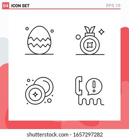 Collection of 4 Vector Icons in Line style. Modern Outline Symbols for Web and Mobile. Line Icon Sign Isolated on White Background. 4 Icons.