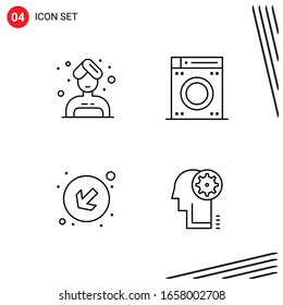 Collection of 4 Vector Icons in Line style. Pixle Perfect Outline Symbols for Web and Mobile. Line Icon Signs on White Background. 4 Icons.