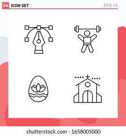 Collection of 4 Vector Icons in Line style. Modern Outline Symbols for Web and Mobile. Line Icon Sign Isolated on White Background. 4 Icons.