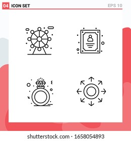 Collection of 4 Vector Icons in Line style. Modern Outline Symbols for Web and Mobile. Line Icon Sign Isolated on White Background. 4 Icons.