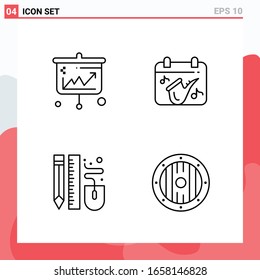 Collection of 4 Vector Icons in Line style. Modern Outline Symbols for Web and Mobile. Line Icon Sign Isolated on White Background. 4 Icons.