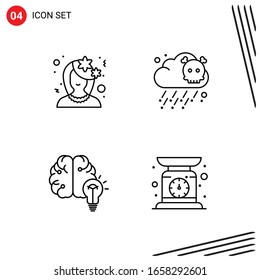 Colección de 4 iconos vectoriales en estilo de línea. Símbolos de esquema perfecto para Web y Mobile. Señales de icono de línea en fondo blanco. 4 Iconos.
