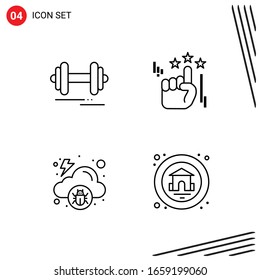 Colección de 4 iconos vectoriales en estilo de línea. Símbolos de esquema perfecto para Web y Mobile. Señales de icono de línea en fondo blanco. 4 Iconos.