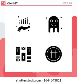 Collection of 4 Vector Icons in solid style. Modern Glyph Symbols for Web and Mobile. Solid Icon Sign Isolated on White Background. 4 Icons.