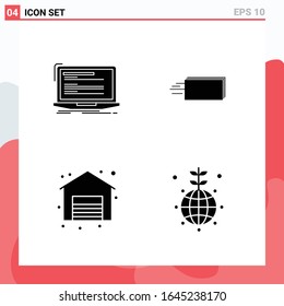Collection of 4 Vector Icons in solid style. Modern Glyph Symbols for Web and Mobile. Solid Icon Sign Isolated on White Background. 4 Icons.