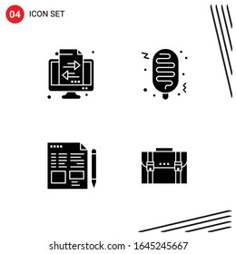 Collection of 4 Vector Icons in solid style. Pixle Perfect Glyph Symbols for Web and Mobile. Solid Icon Signs on White Background. 4 Icons.