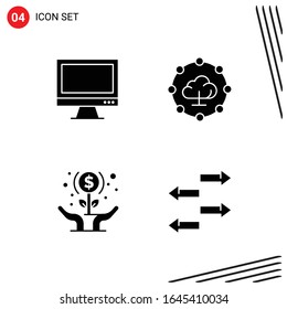 Collection of 4 Vector Icons in solid style. Pixle Perfect Glyph Symbols for Web and Mobile. Solid Icon Signs on White Background. 4 Icons.