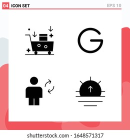 Collection of 4 Vector Icons in solid style. Modern Glyph Symbols for Web and Mobile. Solid Icon Sign Isolated on White Background. 4 Icons.