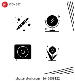 Collection of 4 Vector Icons in solid style. Pixle Perfect Glyph Symbols for Web and Mobile. Solid Icon Signs on White Background. 4 Icons.