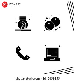 Collection of 4 Vector Icons in solid style. Pixle Perfect Glyph Symbols for Web and Mobile. Solid Icon Signs on White Background. 4 Icons.