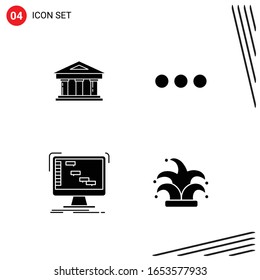 Collection of 4 Vector Icons in solid style. Pixle Perfect Glyph Symbols for Web and Mobile. Solid Icon Signs on White Background. 4 Icons.