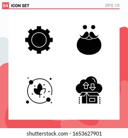 Collection of 4 Vector Icons in solid style. Modern Glyph Symbols for Web and Mobile. Solid Icon Sign Isolated on White Background. 4 Icons.