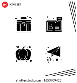 Collection of 4 Vector Icons in solid style. Pixle Perfect Glyph Symbols for Web and Mobile. Solid Icon Signs on White Background. 4 Icons.