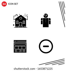 Collection of 4 Vector Icons in solid style. Pixle Perfect Glyph Symbols for Web and Mobile. Solid Icon Signs on White Background. 4 Icons.