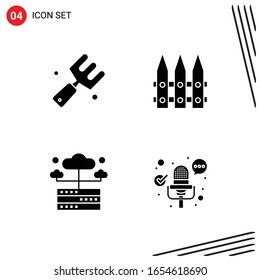 Collection of 4 Vector Icons in solid style. Pixle Perfect Glyph Symbols for Web and Mobile. Solid Icon Signs on White Background. 4 Icons.