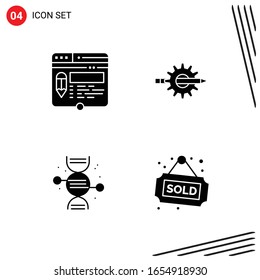 Collection of 4 Vector Icons in solid style. Pixle Perfect Glyph Symbols for Web and Mobile. Solid Icon Signs on White Background. 4 Icons.