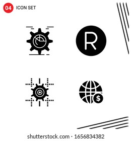 Collection of 4 Vector Icons in solid style. Pixle Perfect Glyph Symbols for Web and Mobile. Solid Icon Signs on White Background. 4 Icons.