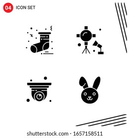 Collection of 4 Vector Icons in solid style. Pixle Perfect Glyph Symbols for Web and Mobile. Solid Icon Signs on White Background. 4 Icons.