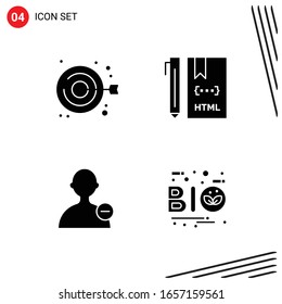 Collection of 4 Vector Icons in solid style. Pixle Perfect Glyph Symbols for Web and Mobile. Solid Icon Signs on White Background. 4 Icons.