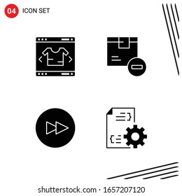 Collection of 4 Vector Icons in solid style. Pixle Perfect Glyph Symbols for Web and Mobile. Solid Icon Signs on White Background. 4 Icons.
