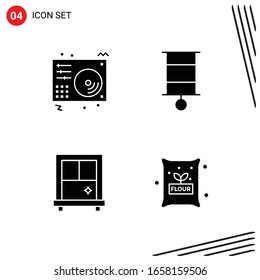 Collection of 4 Vector Icons in solid style. Pixle Perfect Glyph Symbols for Web and Mobile. Solid Icon Signs on White Background. 4 Icons.