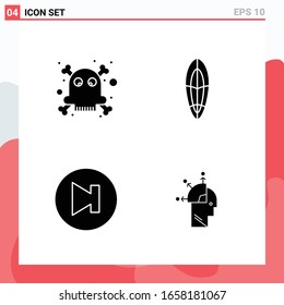 Collection of 4 Vector Icons in solid style. Modern Glyph Symbols for Web and Mobile. Solid Icon Sign Isolated on White Background. 4 Icons.