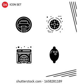 Collection of 4 Vector Icons in solid style. Pixle Perfect Glyph Symbols for Web and Mobile. Solid Icon Signs on White Background. 4 Icons.