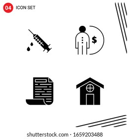 Collection of 4 Vector Icons in solid style. Pixle Perfect Glyph Symbols for Web and Mobile. Solid Icon Signs on White Background. 4 Icons.