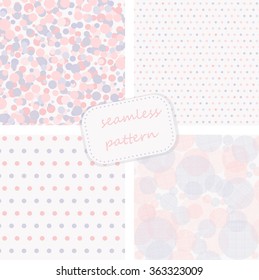 collection of 4 vintage colorful seamless polka dots patterns