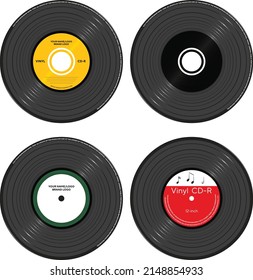 Collection of 4 vinyl cd labels, and design vector for music art and album